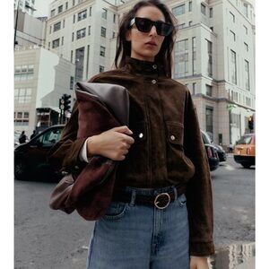 Zara Dark Brown Suede Jacket